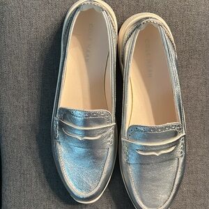 Silver Metallic Loafers